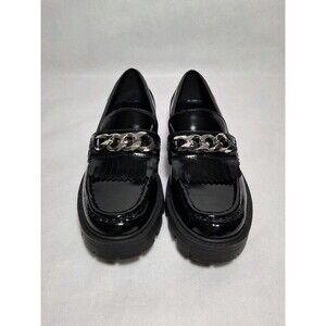 Nine West Andme Slip-on Loafers Womens 7.5 Black Chunky Platform Lug Sole